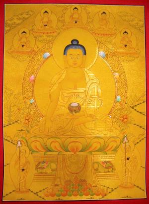 Shakyamuni Buddha Original Hand Painted 24K Gold Style Tibetan Thangka |Wall Decoration Painting